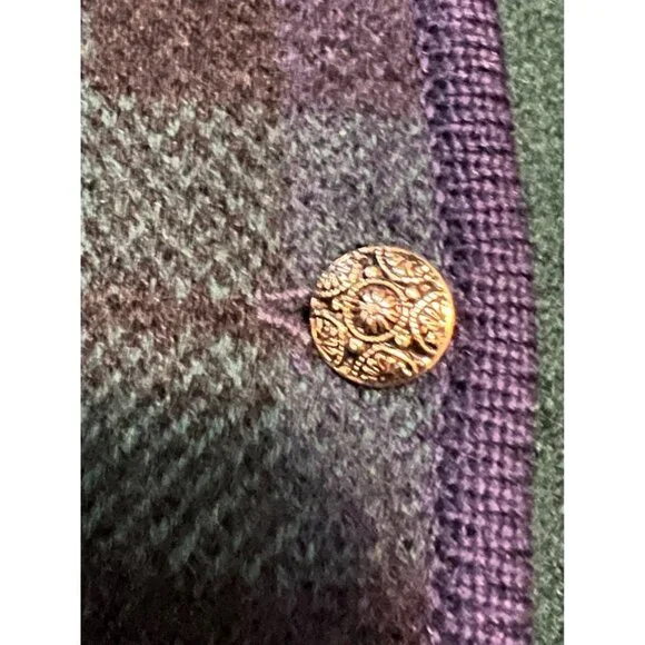 Vintage Wool Tartan Blackwatch Plaid Blanket Coat Jacket Blazer Duster Medium - Picture 3 of 8